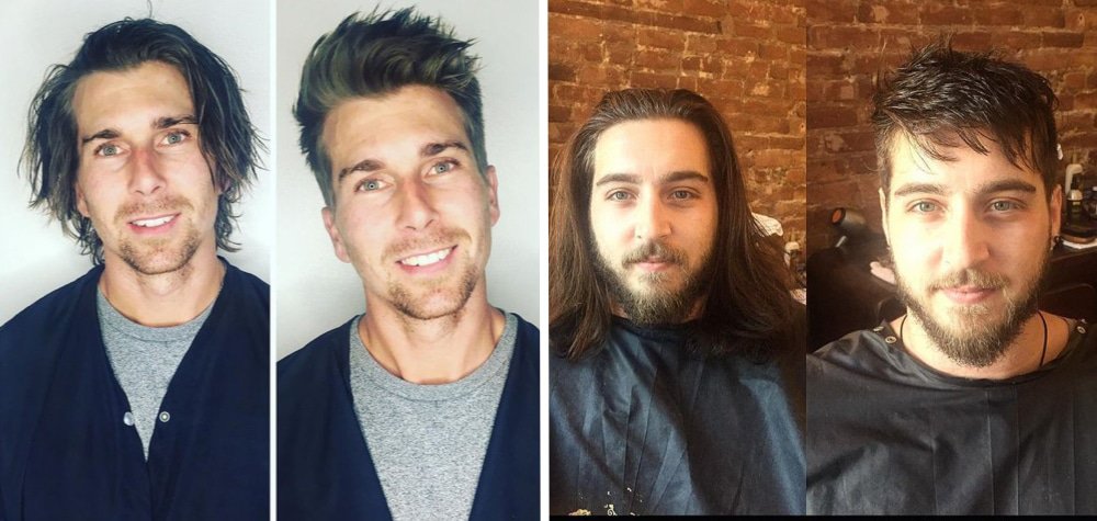 antes e depois cabelo longo e curto masculino